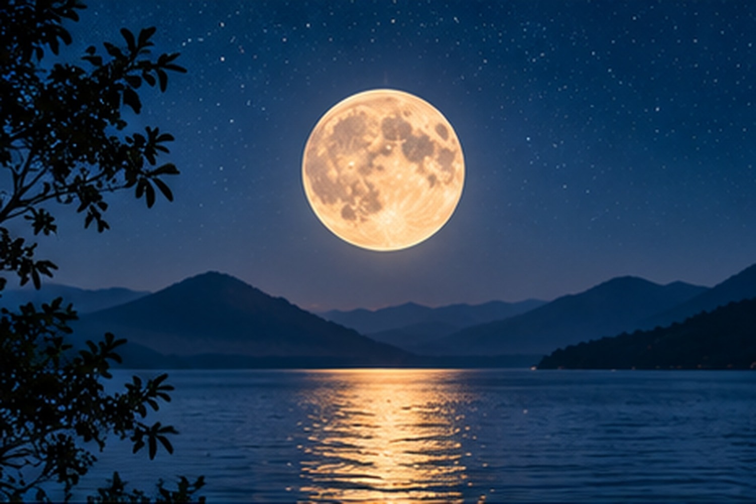 Full moon reflected on calm water — Moon Sign Meditation